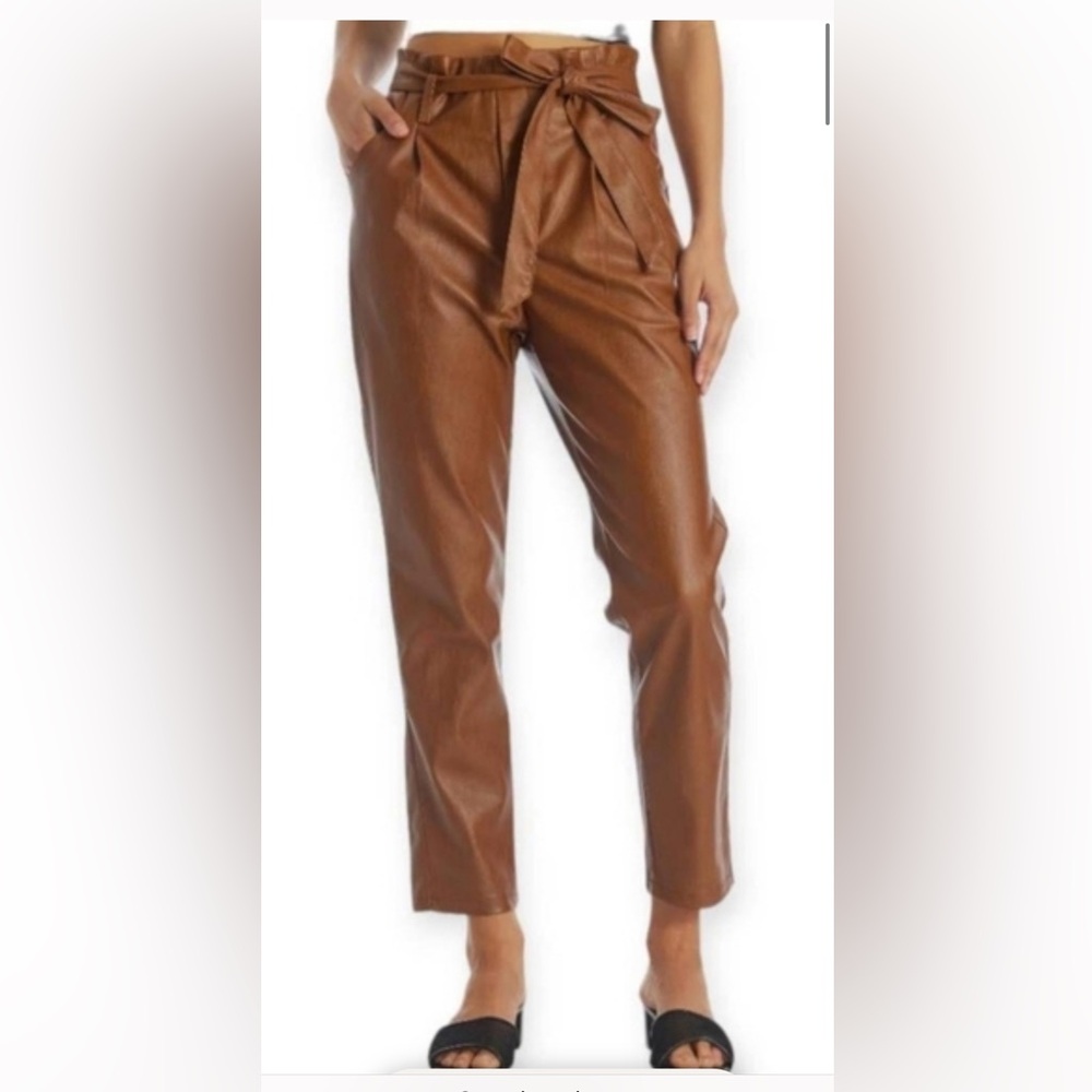 Lucy Paris faux leather paper bag pants. Color cognac ,extra small